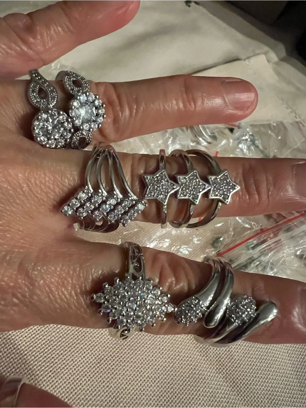Real Silver rings with CZ’s stones and different designs .